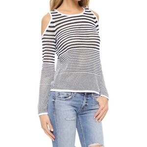 Rag & Bone Quinn Striped Cold Shoulder Sweater White Black Size M NWT